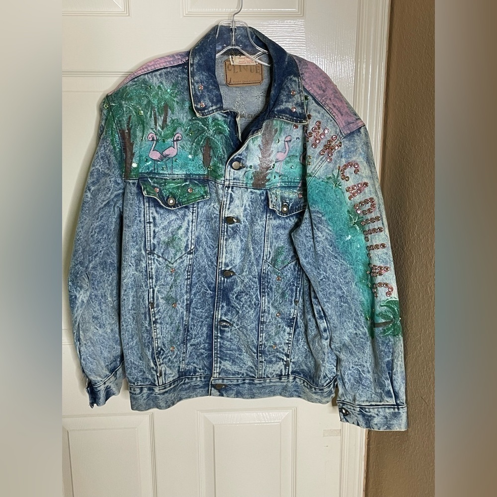 Vintage Distressed Studded Hollywood / Pink Cadillac Jean Jacket​​​​​​​​​​​​​​​​ - Picture 12 of 13